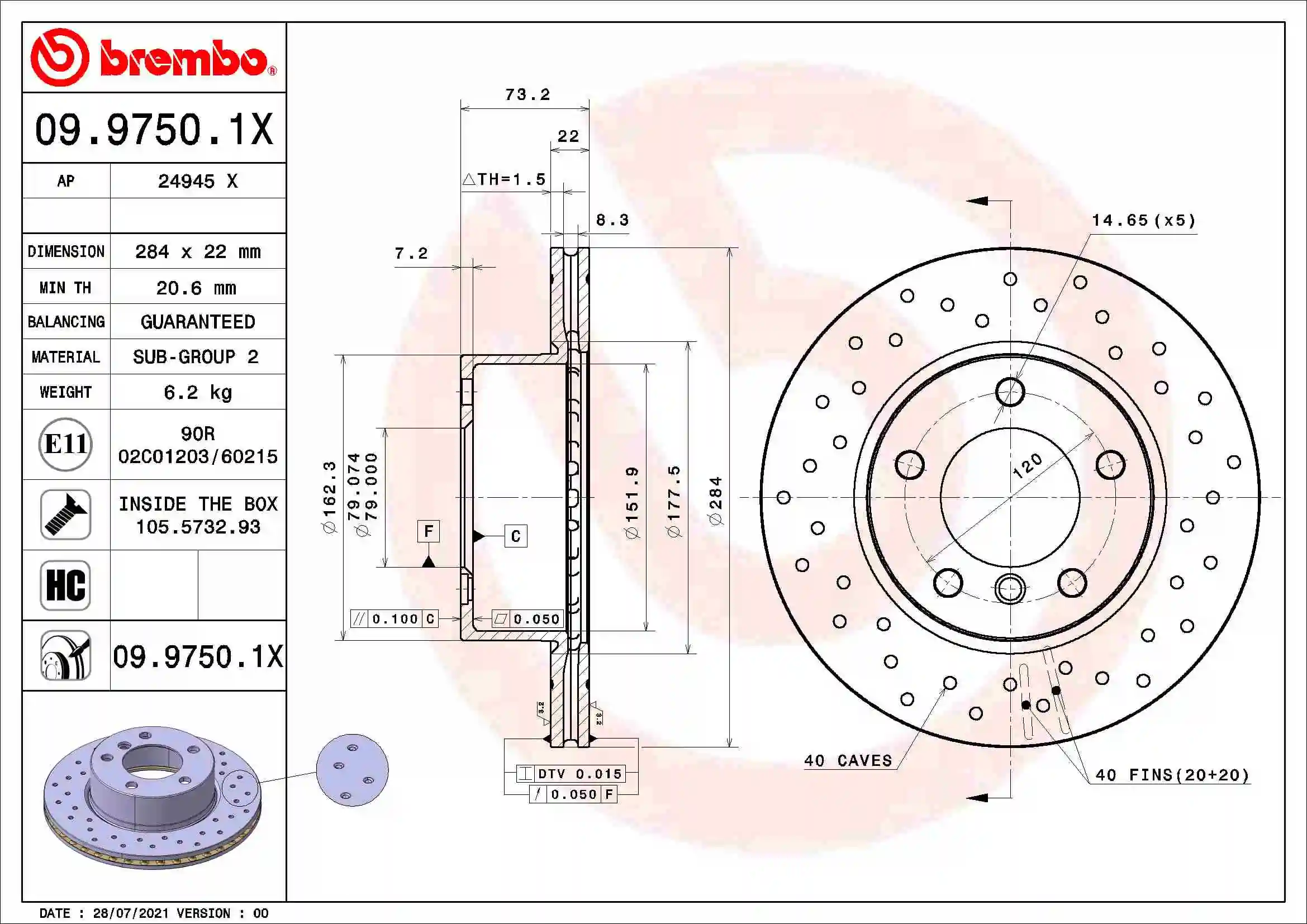 Piduriketas BREMBO 09.9750.1X