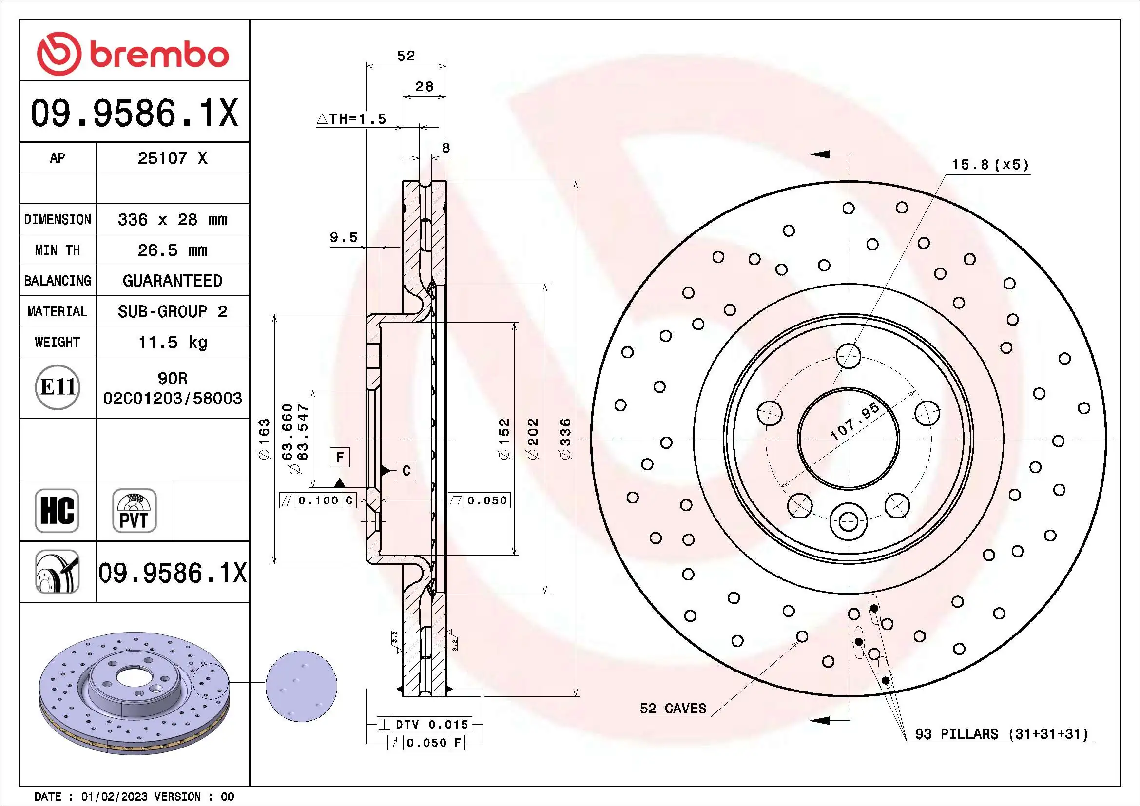 Piduriketas BREMBO 09.9586.1X