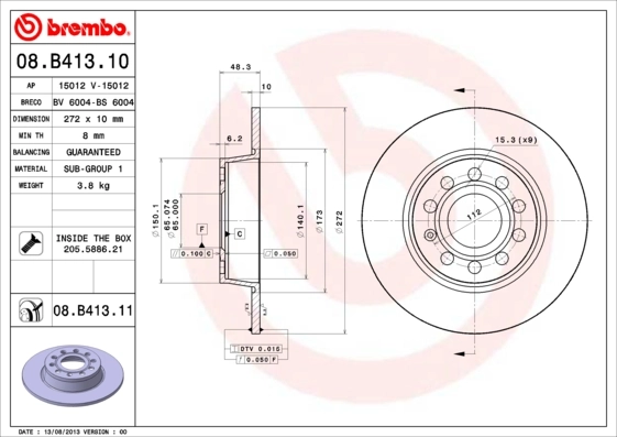Piduriketas BREMBO 08.B413.11