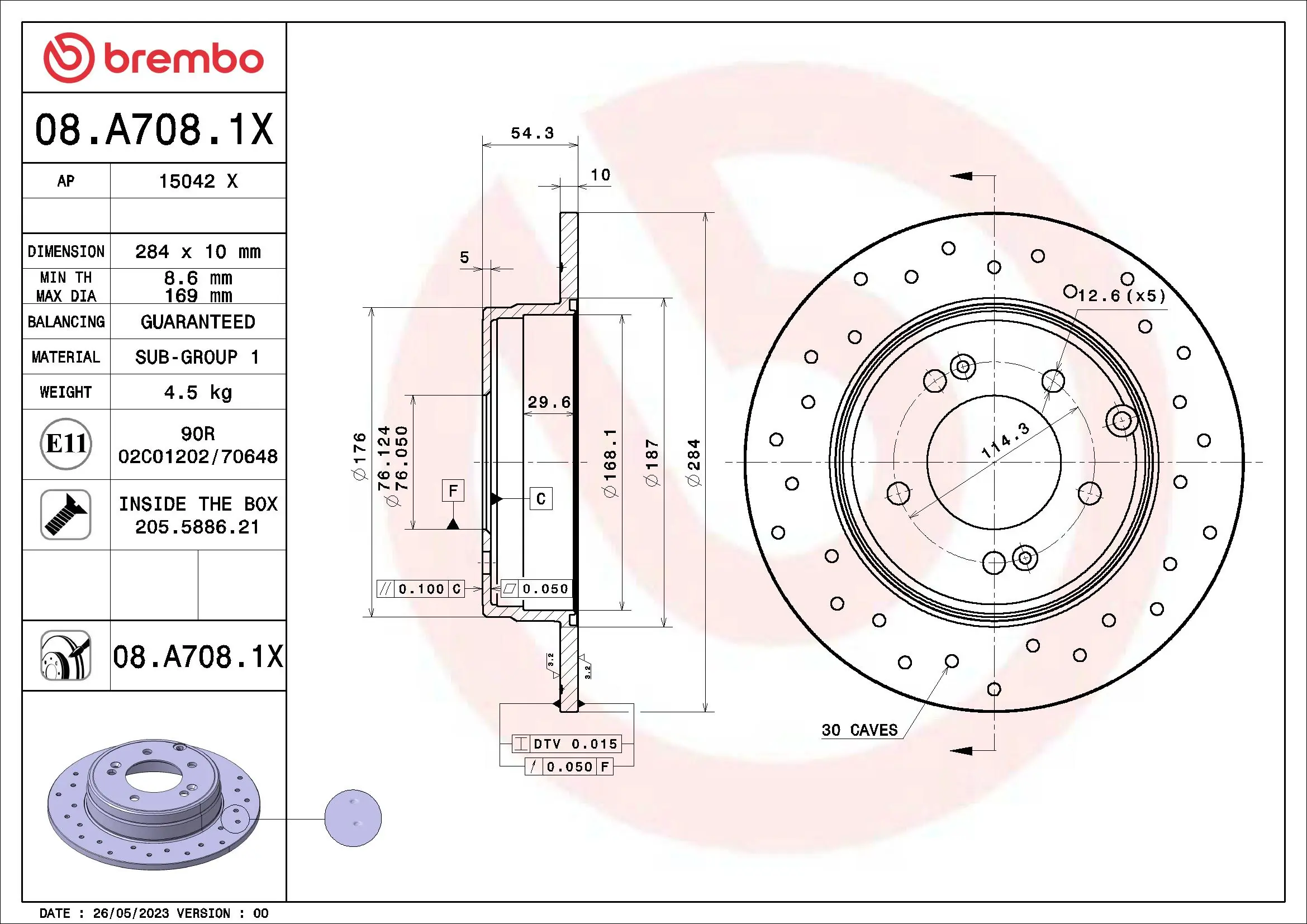 Piduriketas BREMBO 08.A708.1X