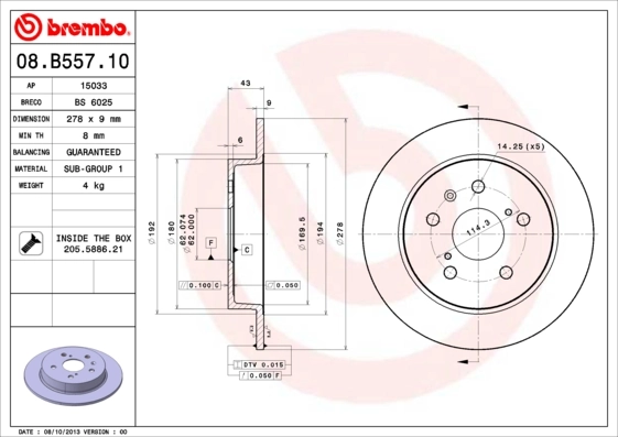 Piduriketas BREMBO 08.B557.10