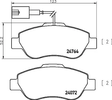 Piduriklotsi komplekt, ketaspidur BREMBO P 24 150