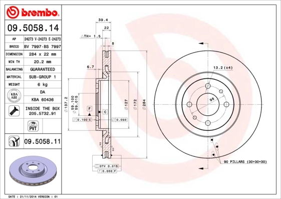 Piduriketas BREMBO 09.5058.11