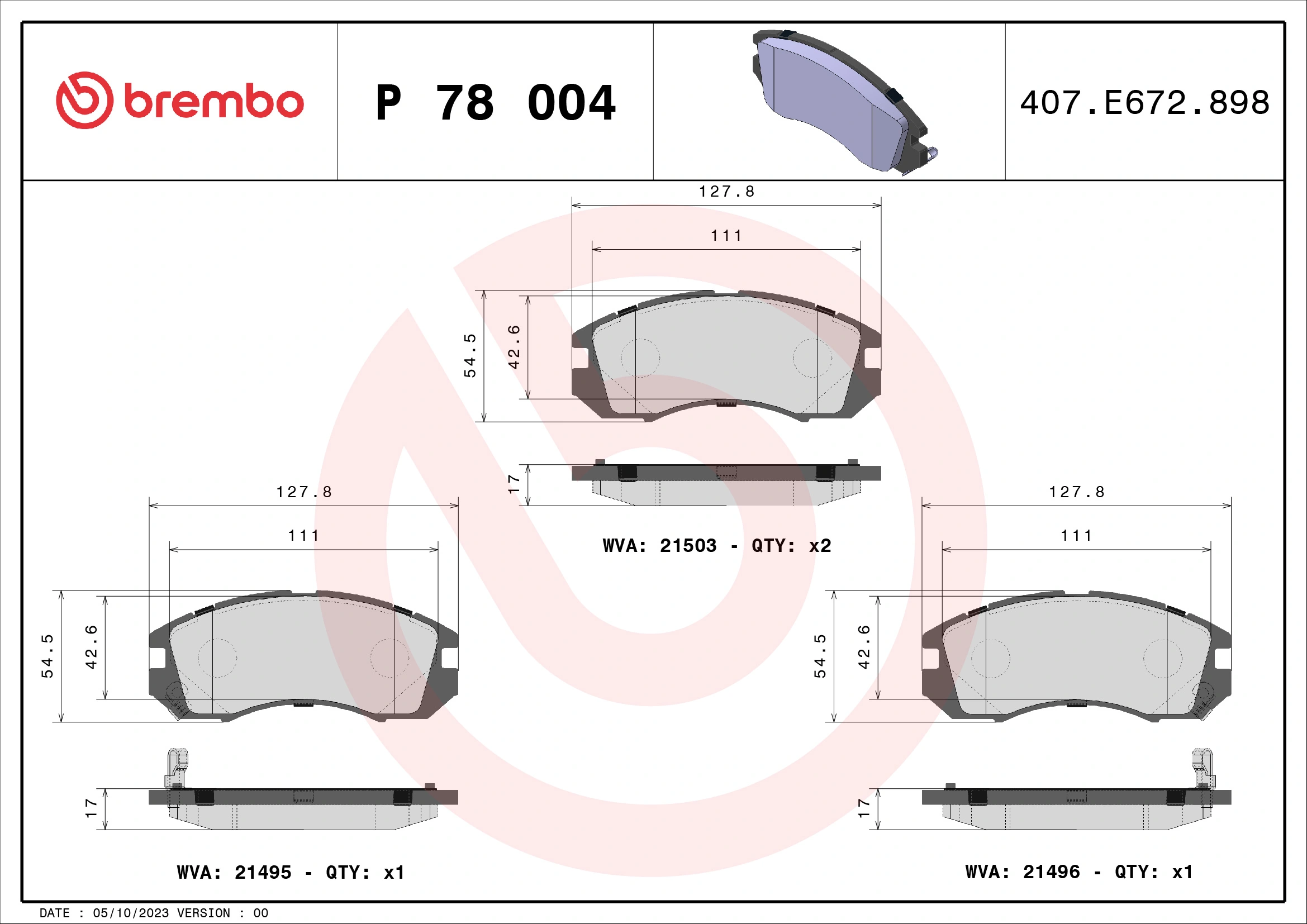 Piduriklotsi komplekt, ketaspidur BREMBO P 78 004