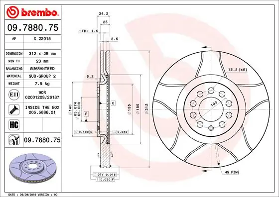 Piduriketas BREMBO 09.7880.75