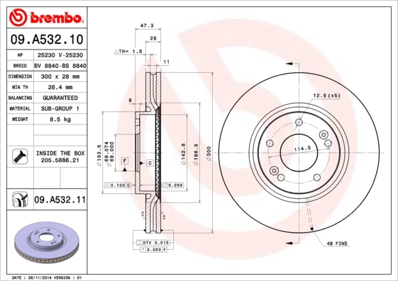 Piduriketas BREMBO 09.A532.10