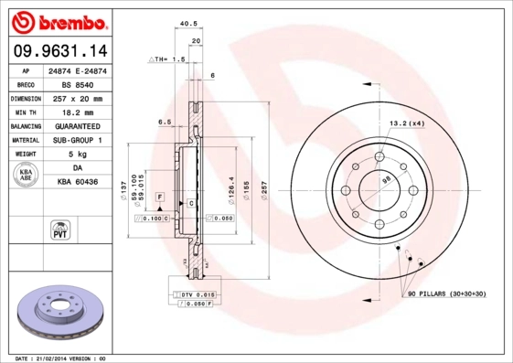 Piduriketas BREMBO 09.9631.14