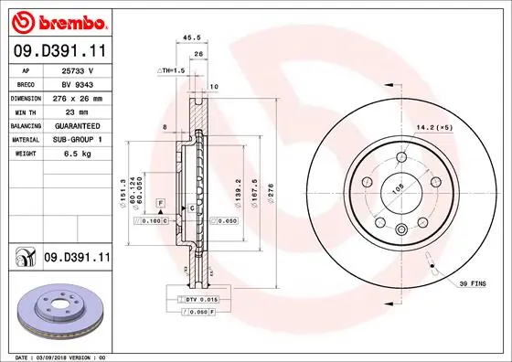 Piduriketas BREMBO 09.D391.11