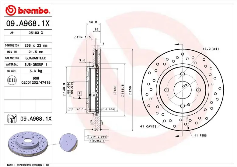 Piduriketas BREMBO 09.A968.1X