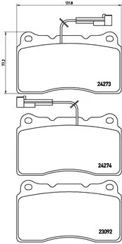 Piduriklotsi komplekt, ketaspidur BREMBO P 23 098
