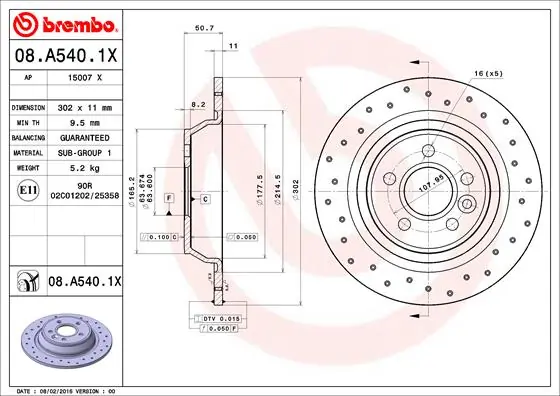 Piduriketas BREMBO 08.A540.1X