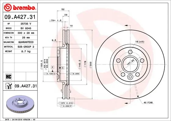 Piduriketas BREMBO 09.A427.31