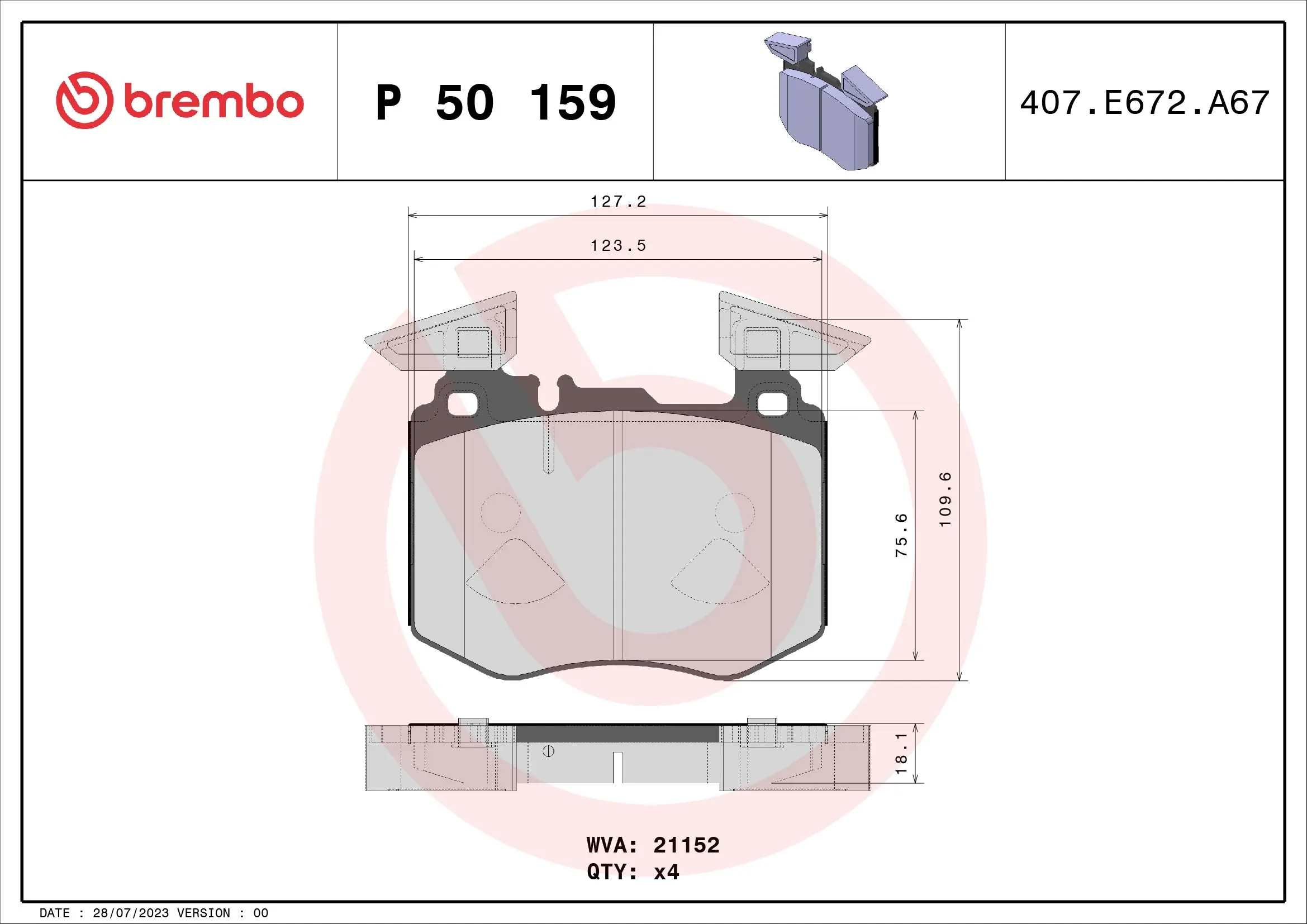 Piduriklotsi komplekt, ketaspidur BREMBO P 50 159