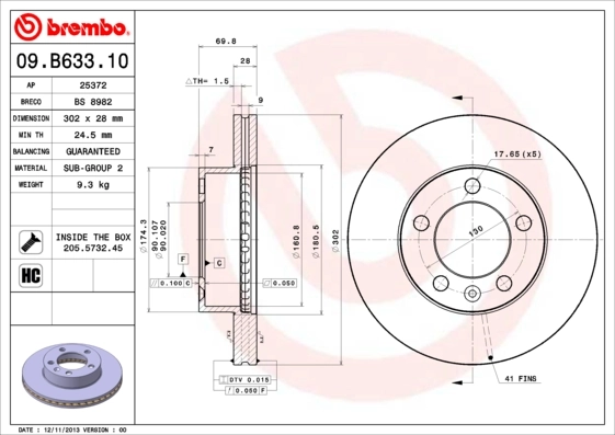 Piduriketas BREMBO 09.B633.10