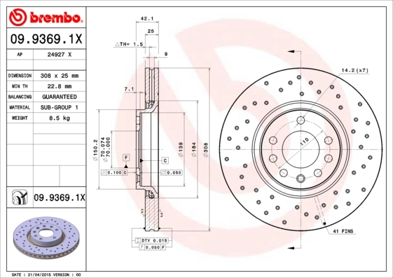 Piduriketas BREMBO 09.9369.1X