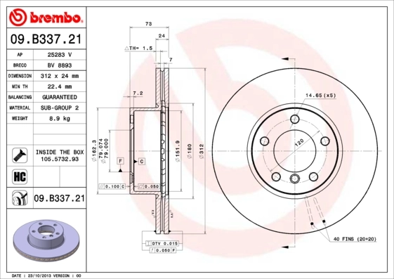 Piduriketas BREMBO 09.B337.21