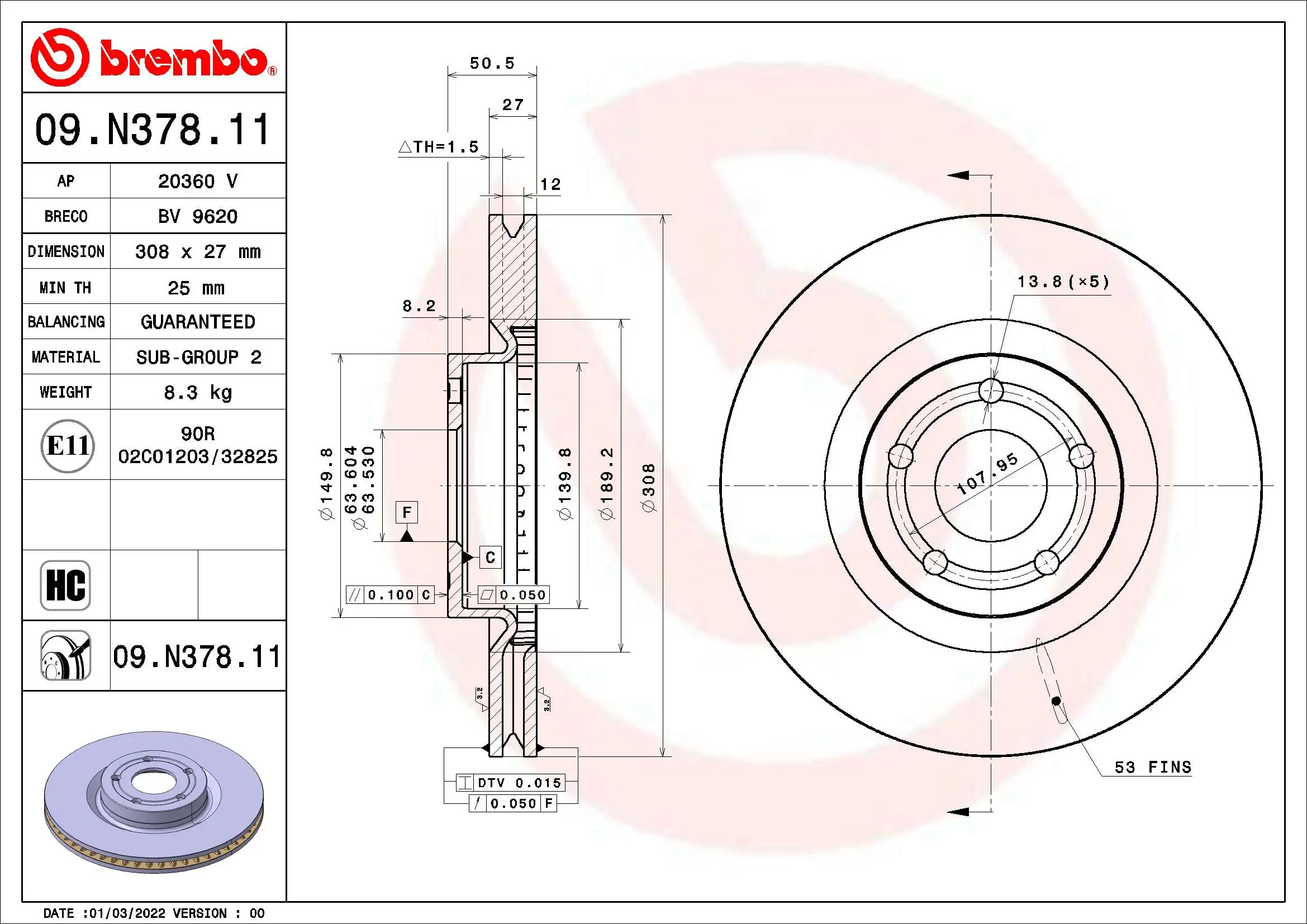 Piduriketas BREMBO 09.N378.11