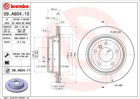 Piduriketas BREMBO 09.A604.11