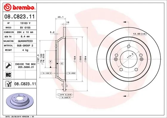 Piduriketas BREMBO 08.C823.11