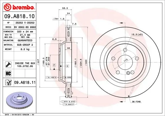 Piduriketas BREMBO 09.A818.11