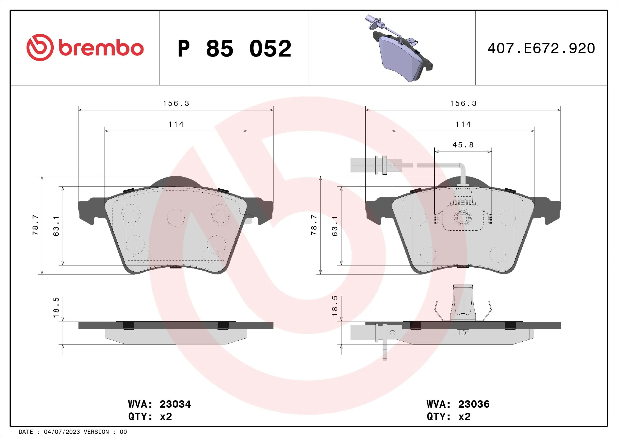 Piduriklotsi komplekt, ketaspidur BREMBO P 85 052