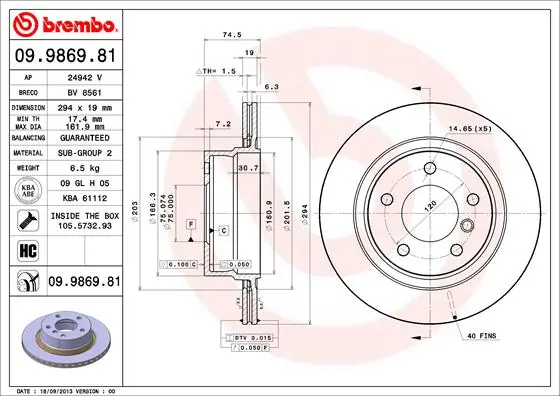 Piduriketas BREMBO 09.9869.81
