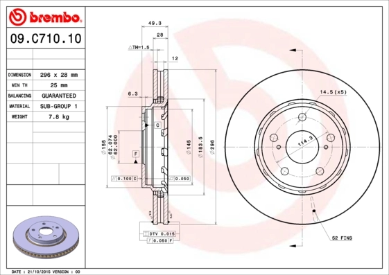 Piduriketas BREMBO 09.C710.11