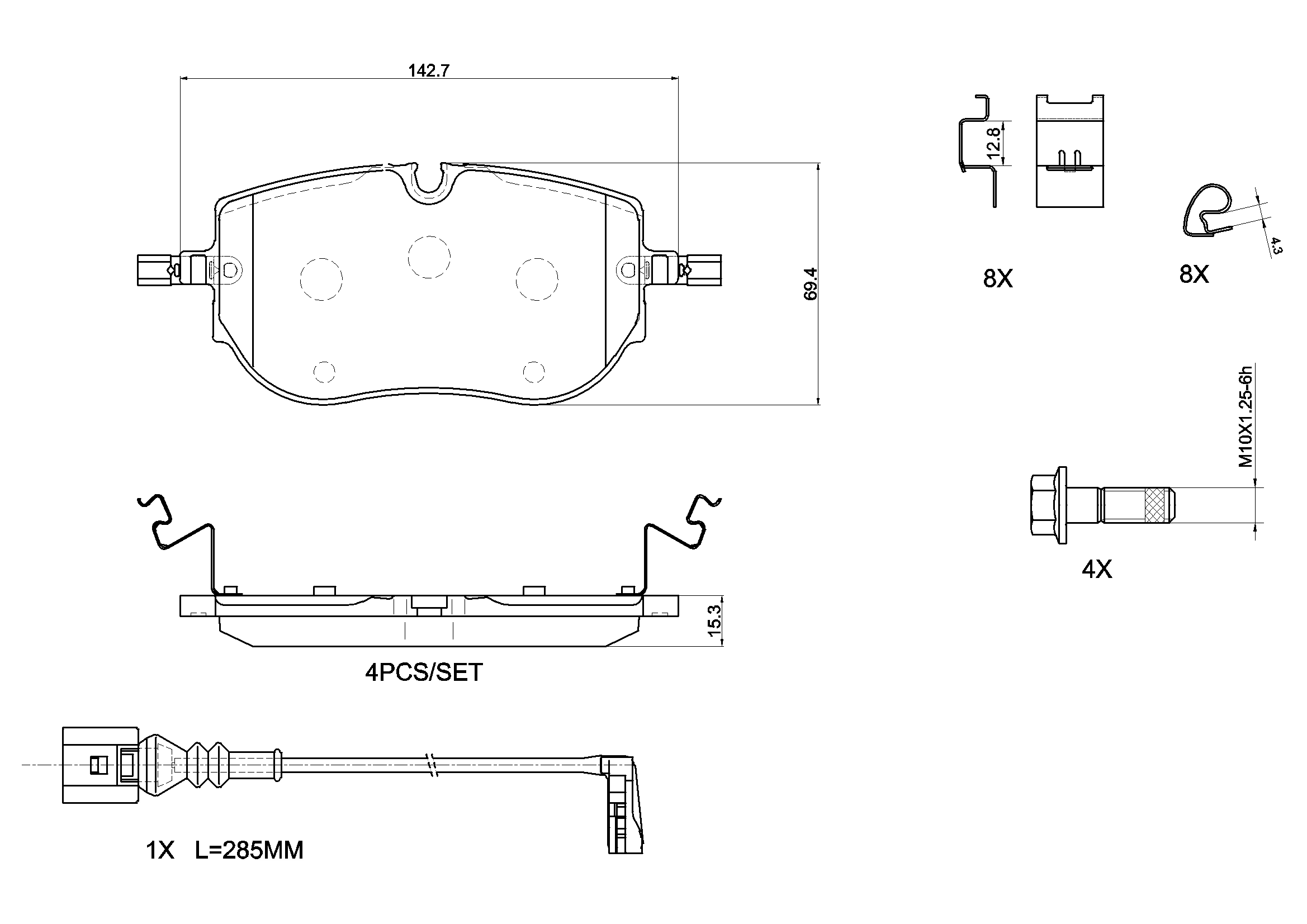 Piduriklotsi komplekt, ketaspidur BREMBO P 85 192