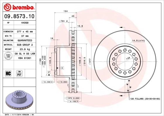 Piduriketas BREMBO 09.8573.10