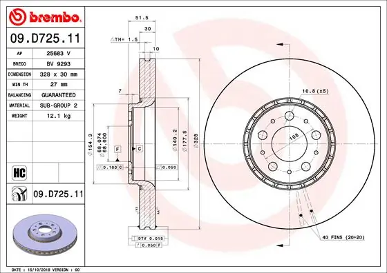 Piduriketas BREMBO 09.D725.11