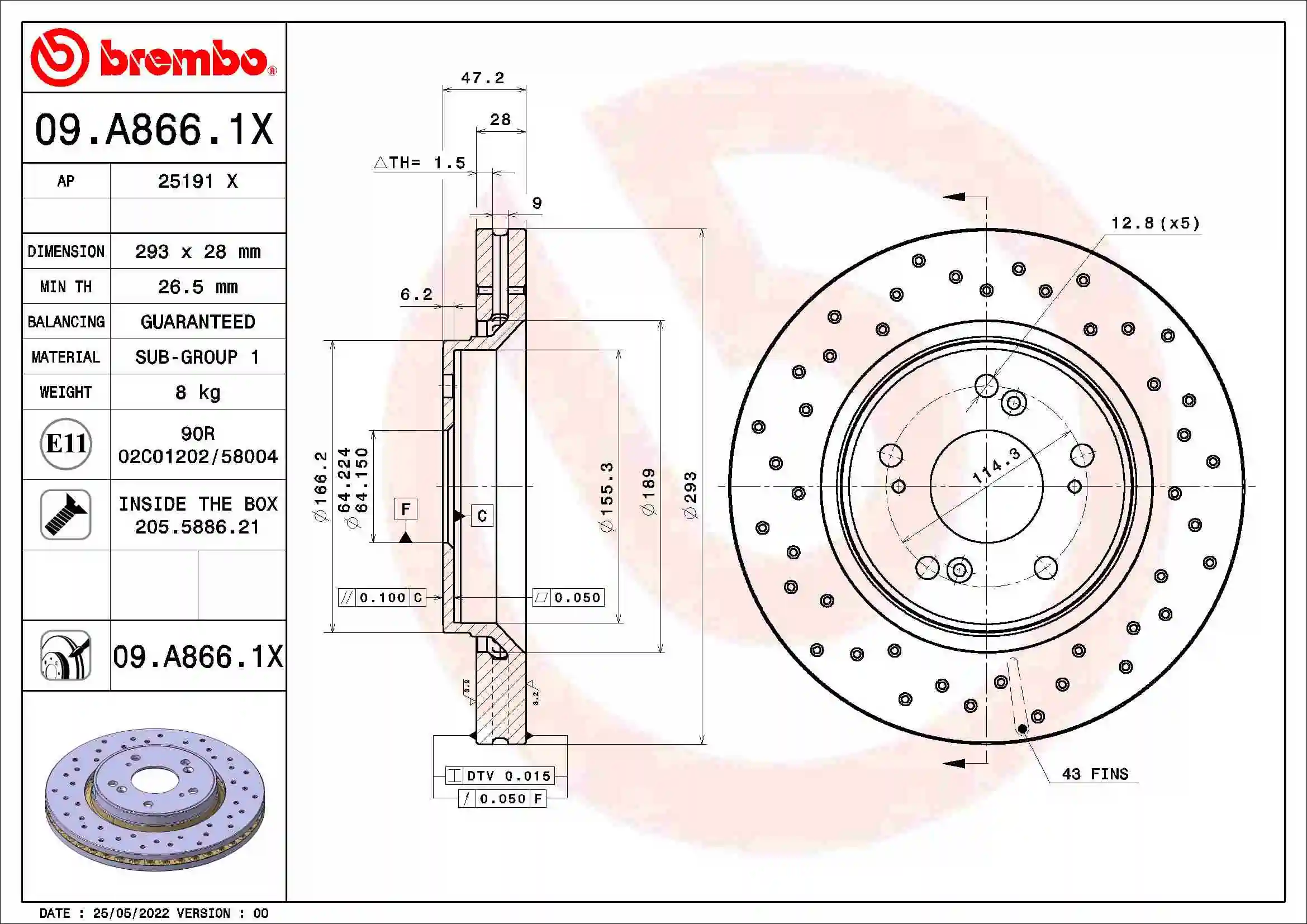 Piduriketas BREMBO 09.A866.1X