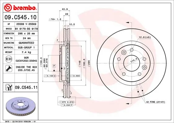 Piduriketas BREMBO 09.C545.11