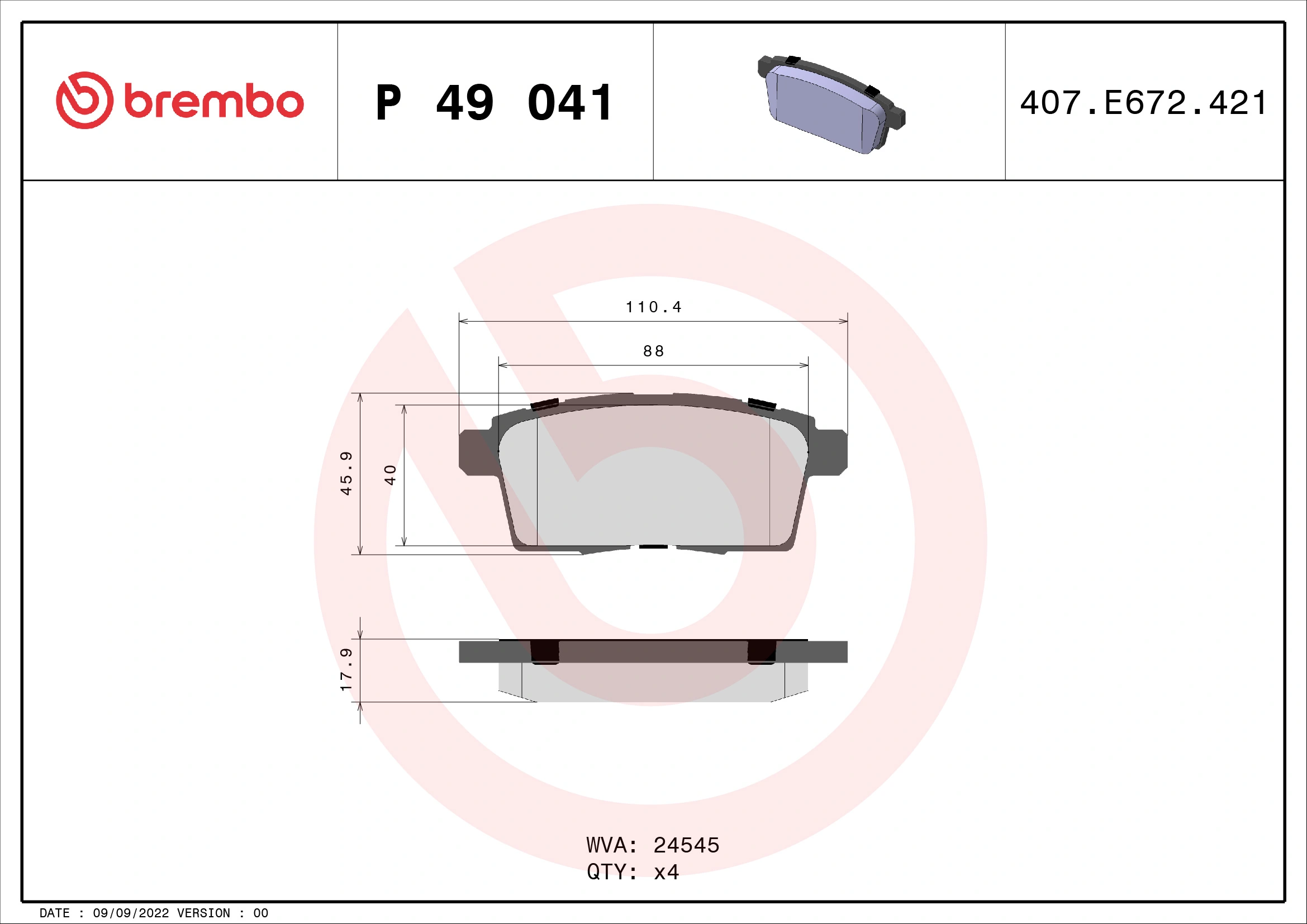 Piduriklotsi komplekt, ketaspidur BREMBO P 49 041