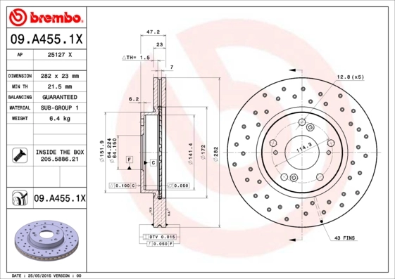 Piduriketas BREMBO 09.A455.1X