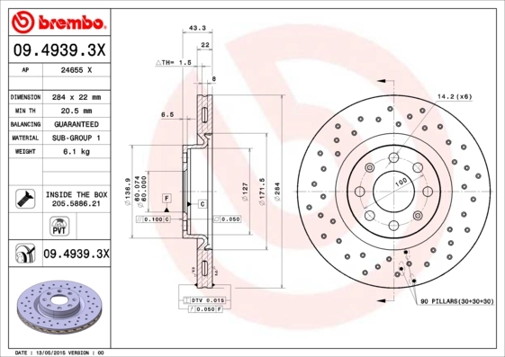 Piduriketas BREMBO 09.4939.3X