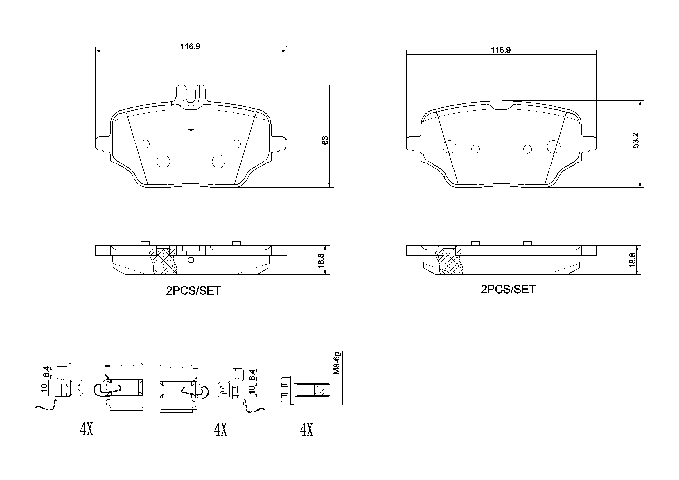 Piduriklotsi komplekt, ketaspidur BREMBO P 50 162