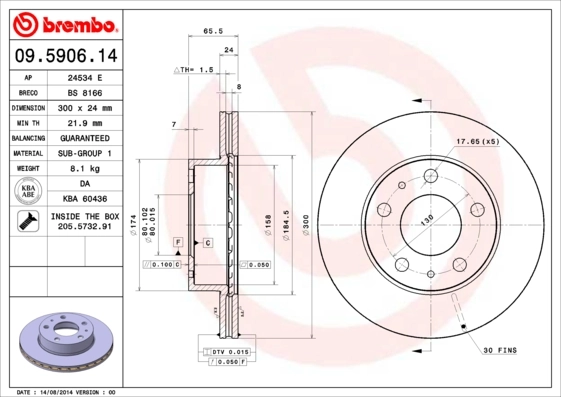 Piduriketas BREMBO 09.5906.14