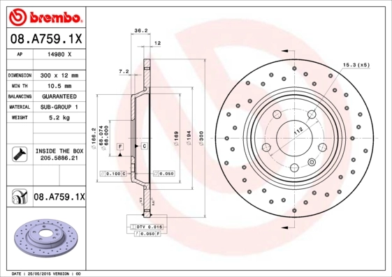 Piduriketas BREMBO 08.A759.1X