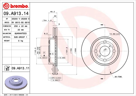 Piduriketas BREMBO 09.A913.14