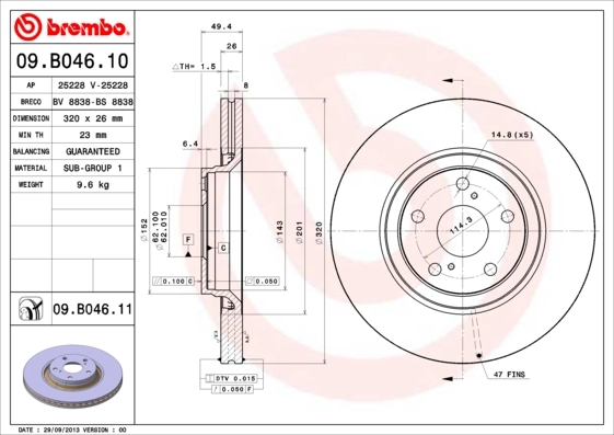 Piduriketas BREMBO 09.B046.11