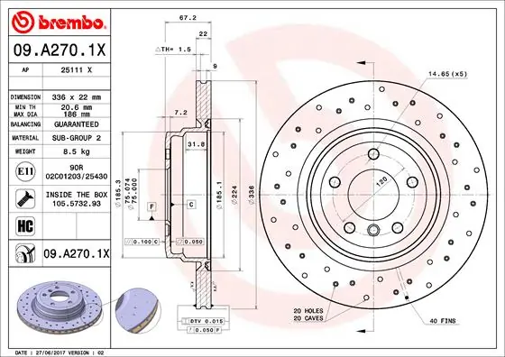 Piduriketas BREMBO 09.A270.1X