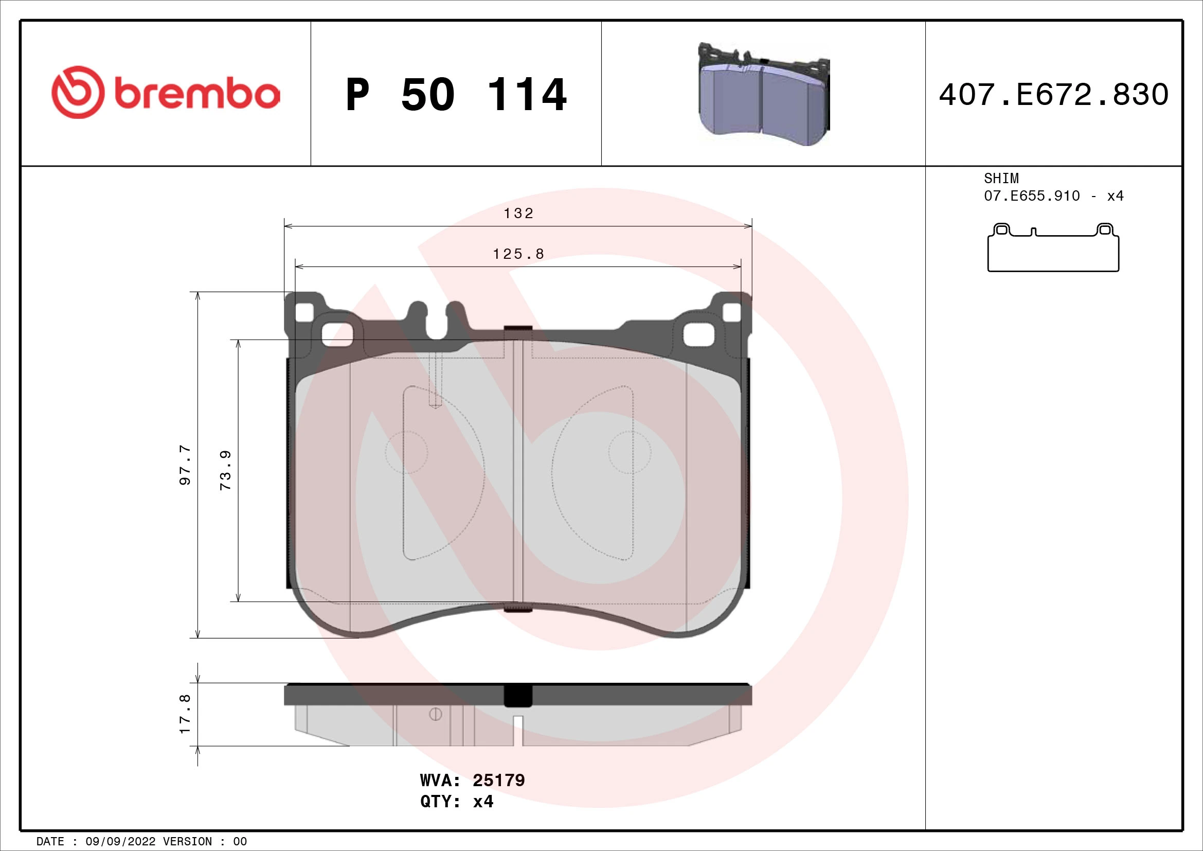 Piduriklotsi komplekt, ketaspidur BREMBO P 50 114