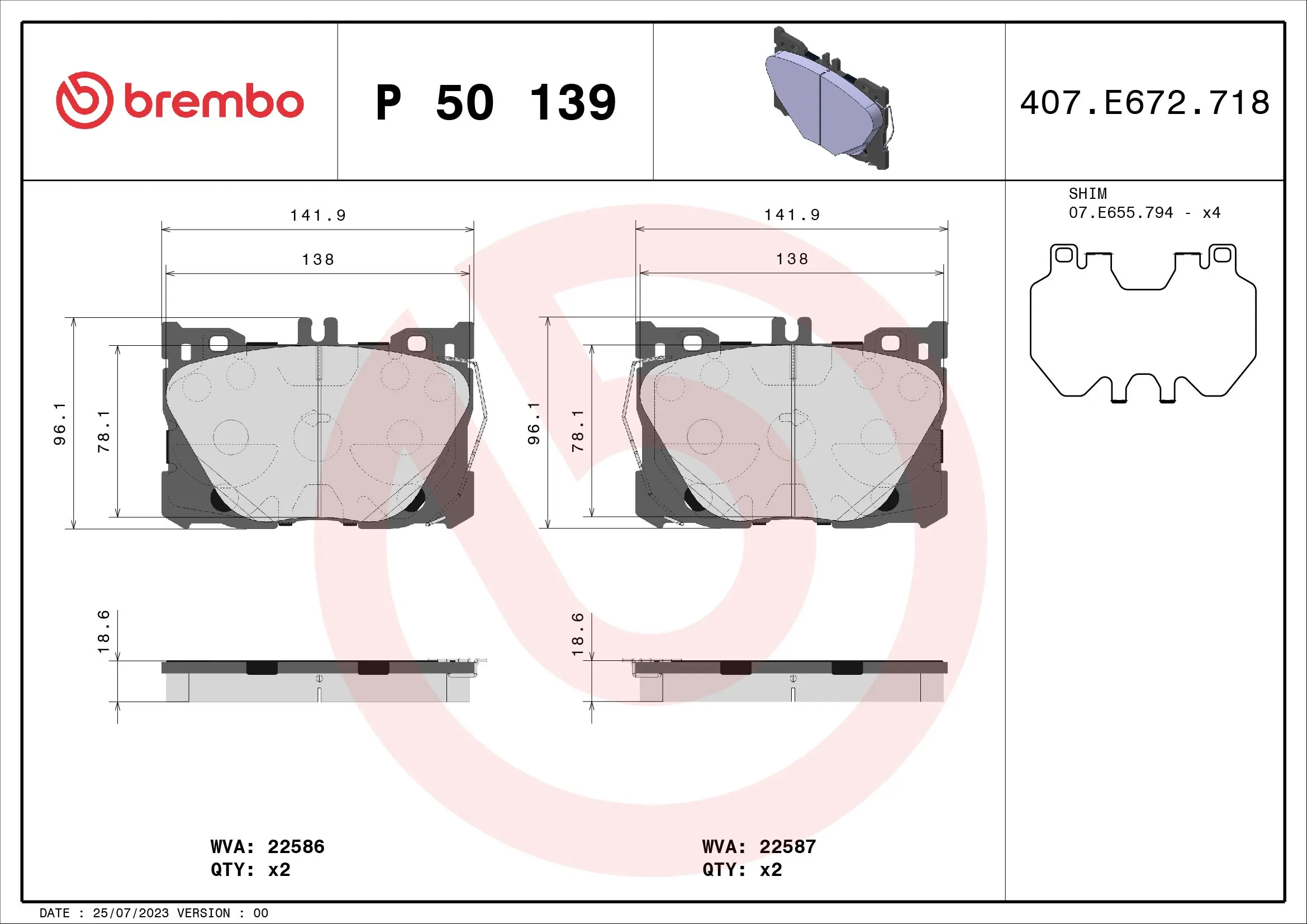 Piduriklotsi komplekt, ketaspidur BREMBO P 50 139