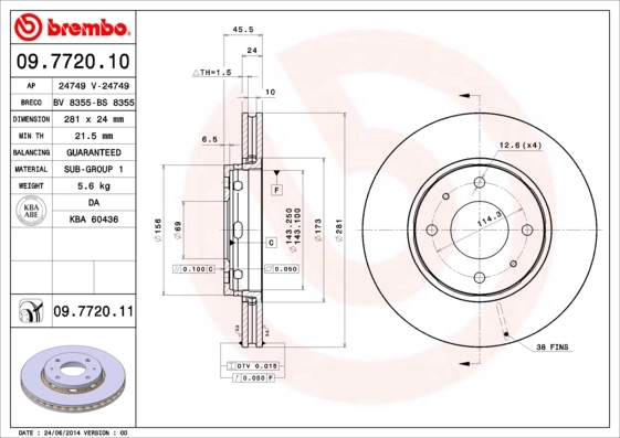 Piduriketas BREMBO 09.7720.10