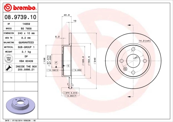 Piduriketas BREMBO 08.9739.10