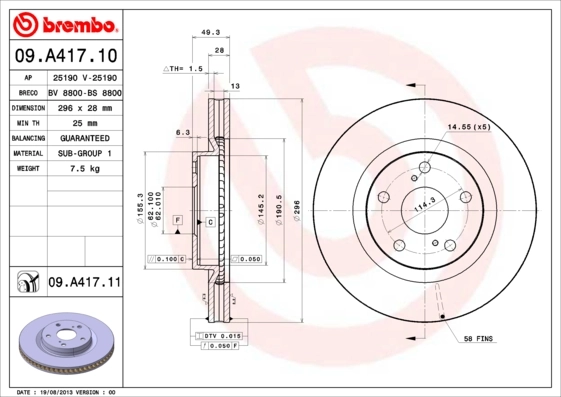 Piduriketas BREMBO 09.A417.10