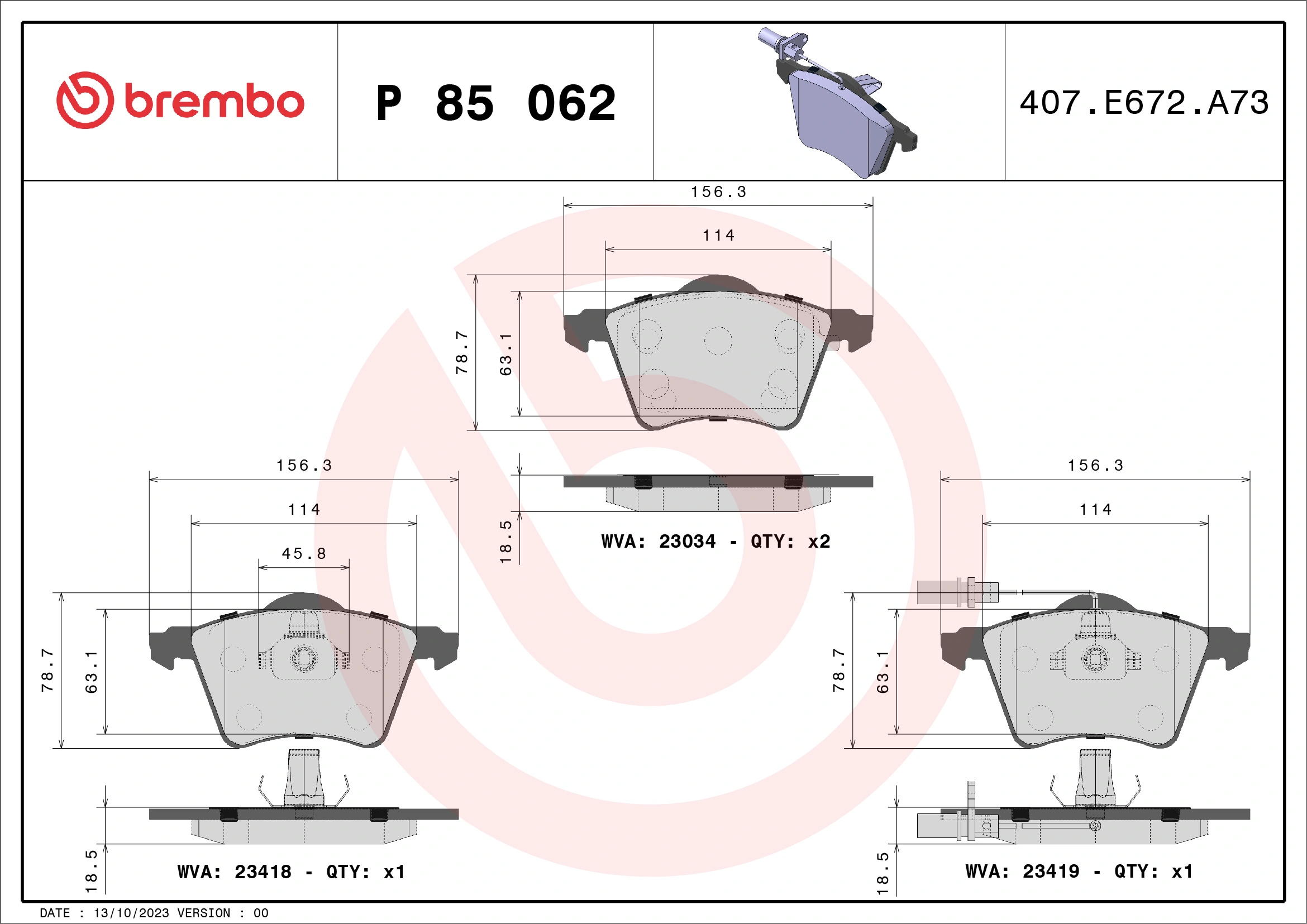Piduriklotsi komplekt, ketaspidur BREMBO P 85 062