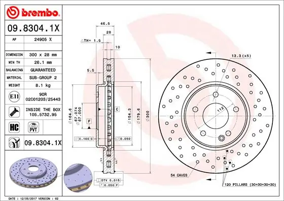 Piduriketas BREMBO 09.8304.1X