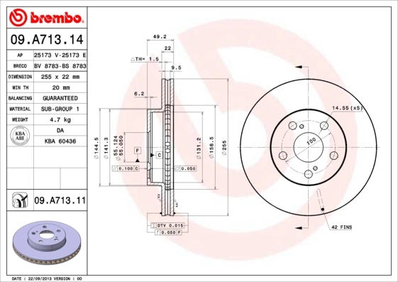 Piduriketas BREMBO 09.A713.11