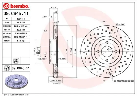 Piduriketas BREMBO 09.C645.11